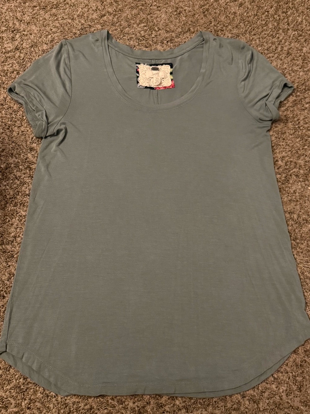 Cupio Sage Green Scoop Neck Short Sleeve Tee
